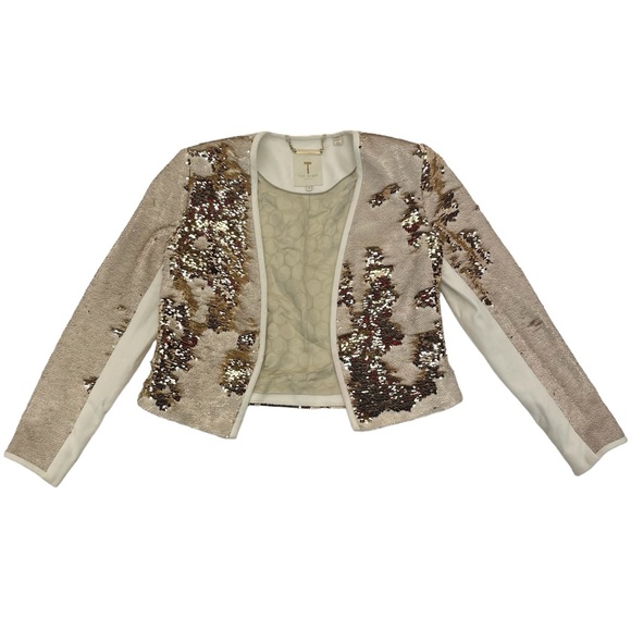 Ted Baker London Sequin Jacket Size 3 Gold/White - Picture 11 of 17